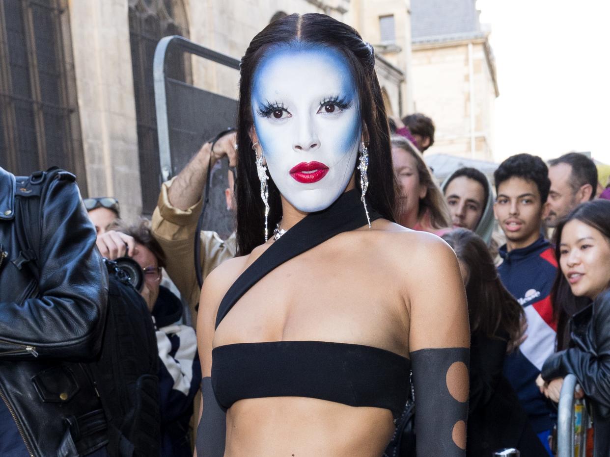 Doja Cat with face paint at Paris Fashion Week