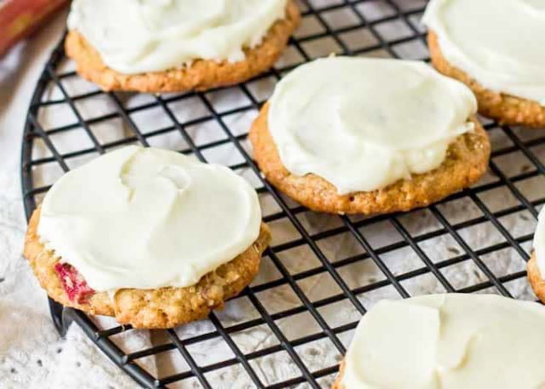 <p>Chocolate with Grace</p><p>Rhubarb makes these cookies extra soft and give them amazing flavor.</p><p><strong>Get the recipe: <a href="https://chocolatewithgrace.com/rhubarb-cookies/" rel="nofollow noopener" target="_blank" data-ylk="slk:Rhubarb Cookies;elm:context_link;itc:0;sec:content-canvas" class="link rapid-noclick-resp">Rhubarb Cookies</a></strong></p>