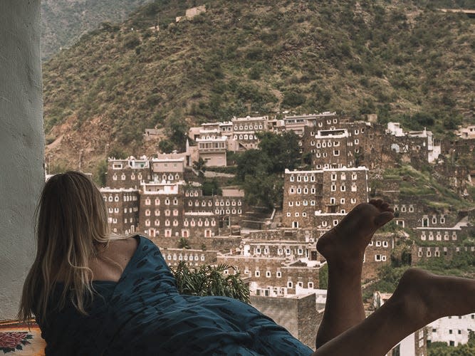 Kylee Nelson in Rijal Almaa, Asir Province, Saudi Arabia.