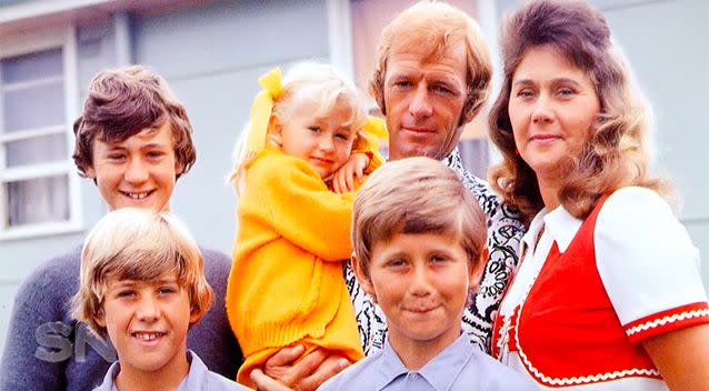 Paul with his first wife, Noelene, and their five children. He had another son to Linda in 1999.