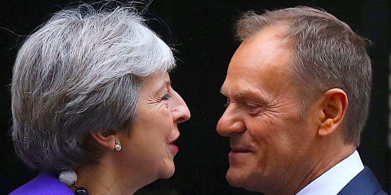 theresa may and donald tusk