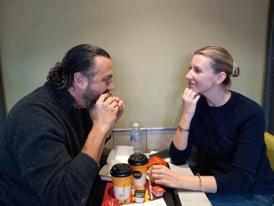 Bucks Free Press: Kate looks on as Michael bites into a Big Mac