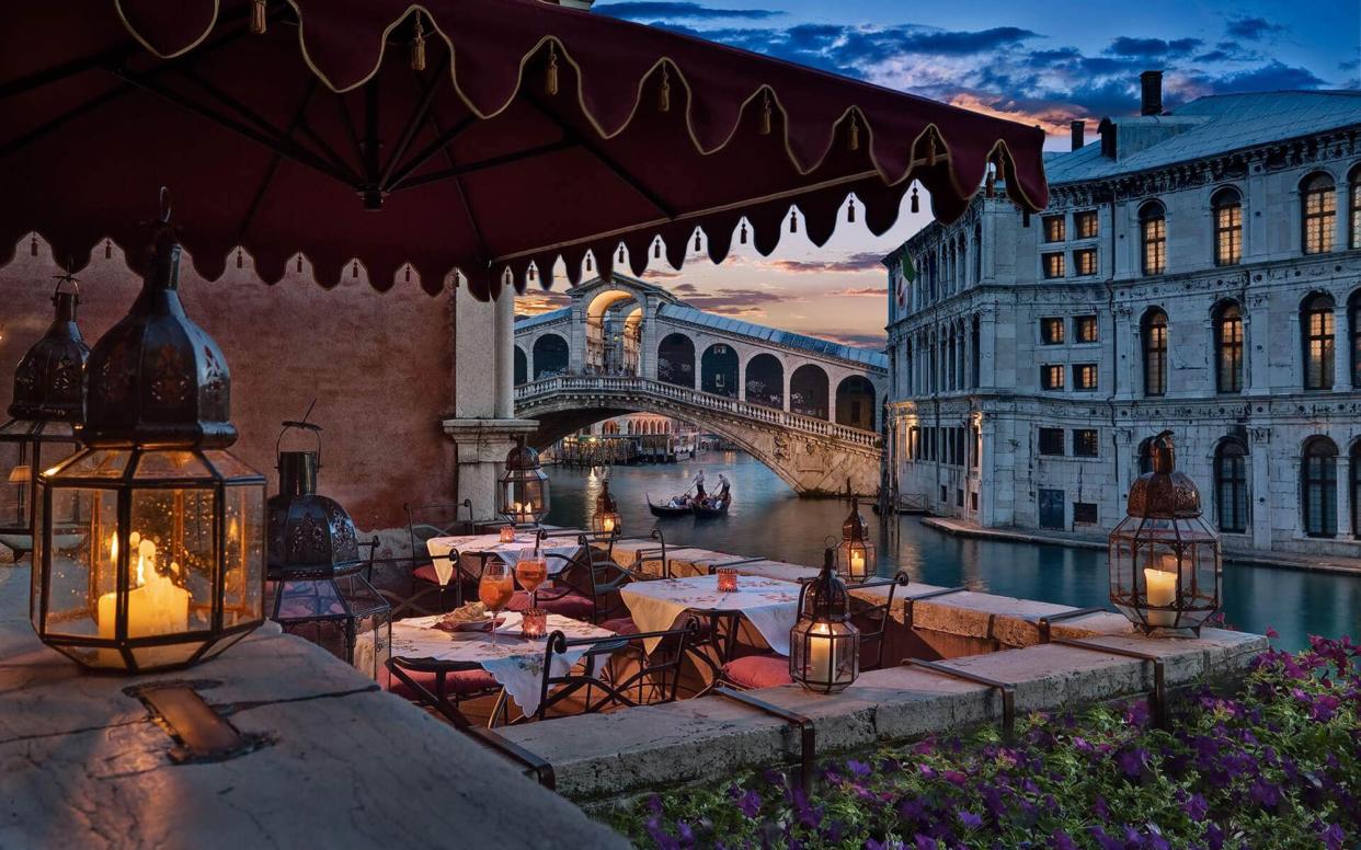 Couples will love the little terrace at Al Ponte Antico, with views down the canal to Rialto bridge