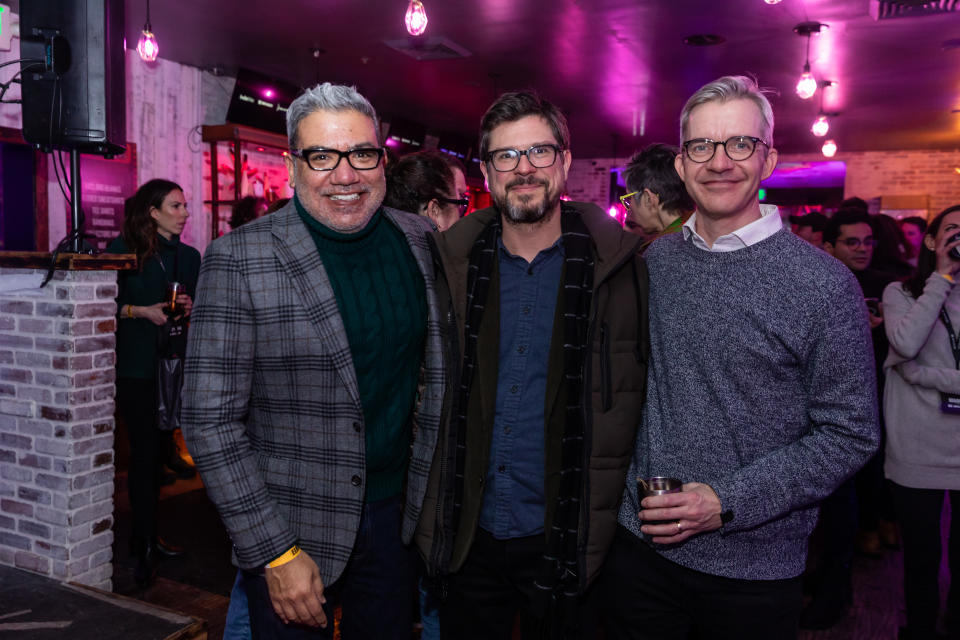 Eugene Hernandez, Guest, and James Israel at the IndieWire Chili Party, Presented by Stanley and SAG-AFTRA held at The Cabin on January 19, 2023 in Park City, Utah.