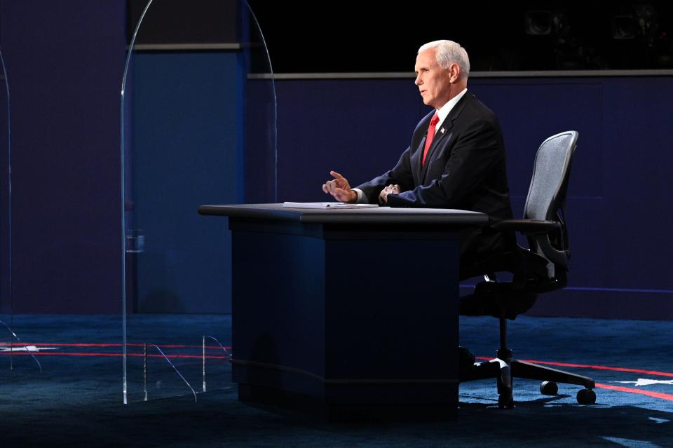 Vice President Mike Pence speaks during the vice presidential debate in Kingsbury Hall at the University of Utah on Oct. 7, 2020, in Salt Lake City. (Photo: ROBYN BECK via Getty Images)