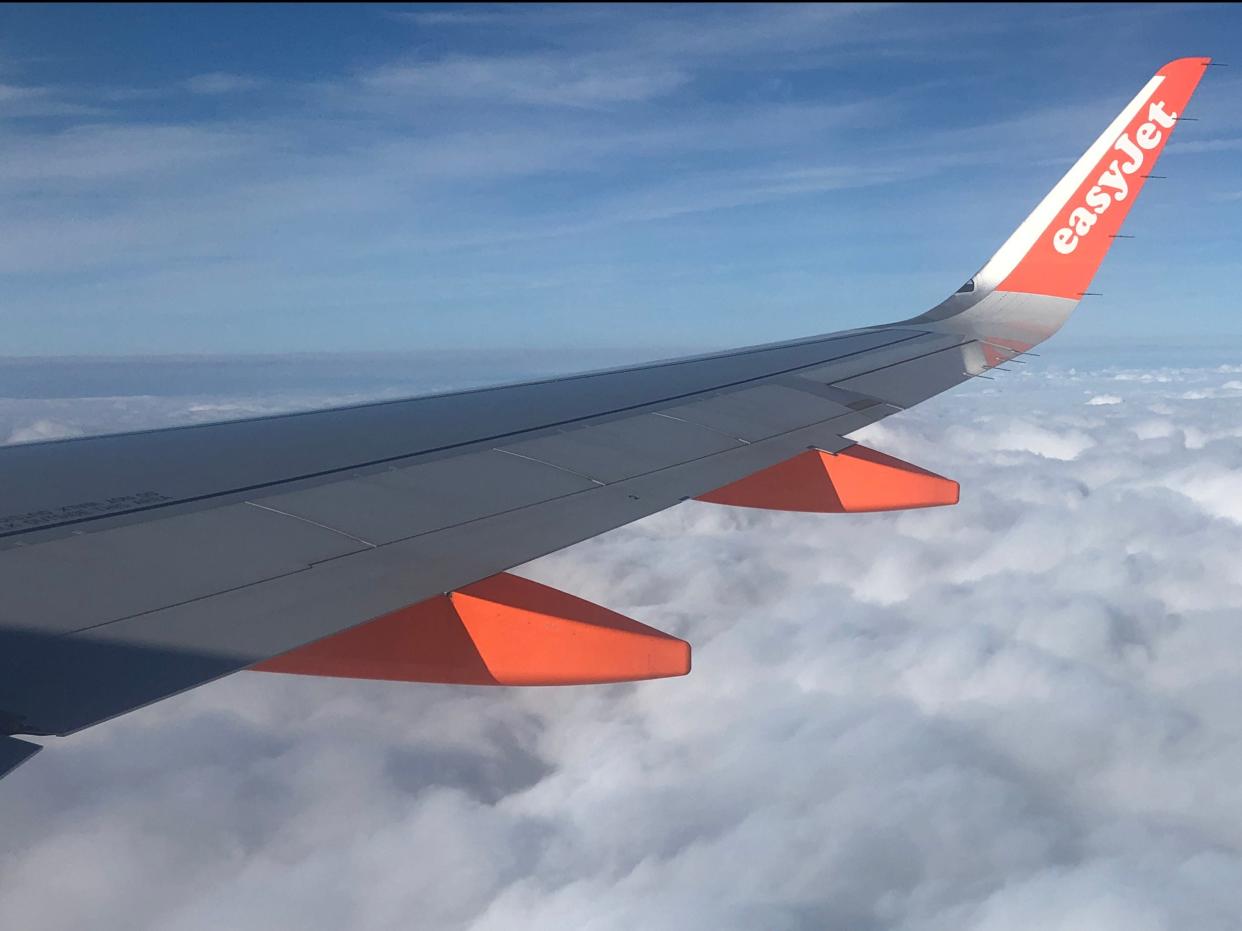 Cloudy skies: an easyJet Airbus A320 flying over Germany (Simon Calder)