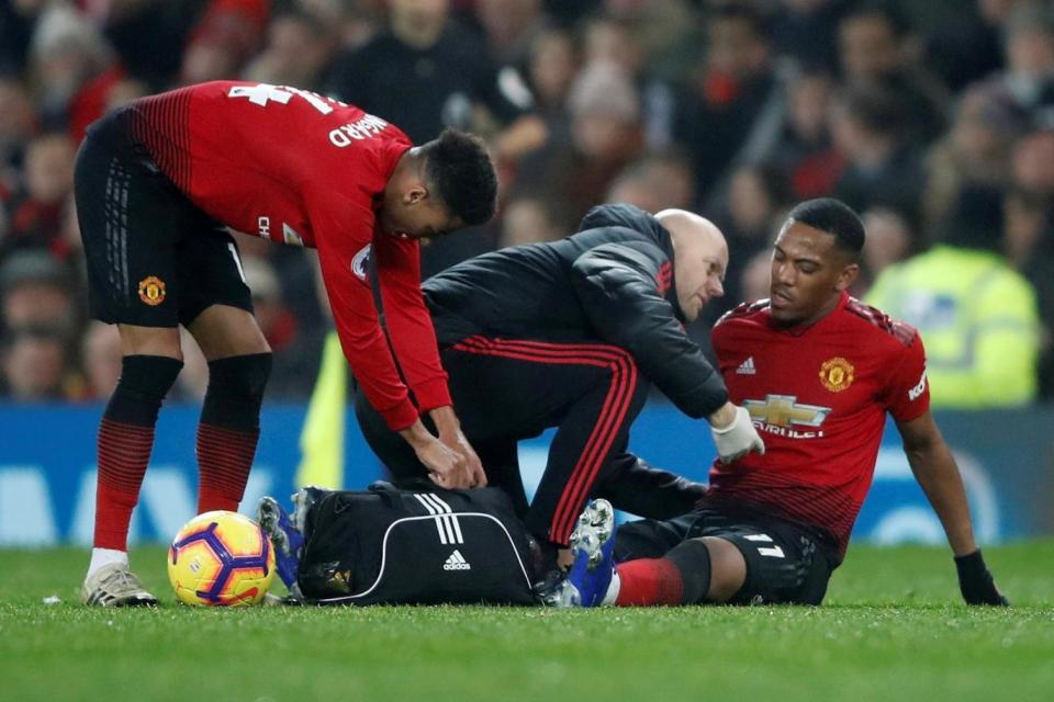 Martial hobbled off in the 2-2 draw with Arsenal last week