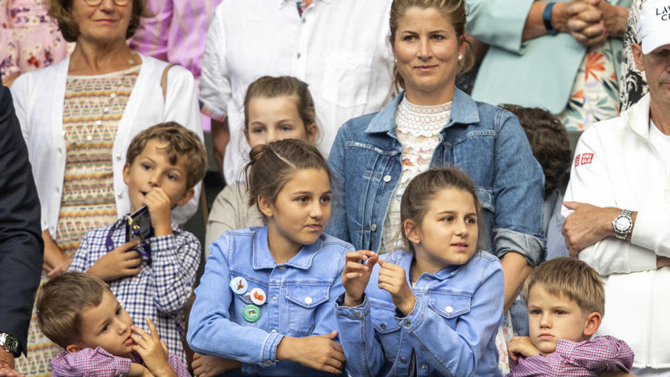 Roger Federer's family, pictured here watching on at Wimbledon.