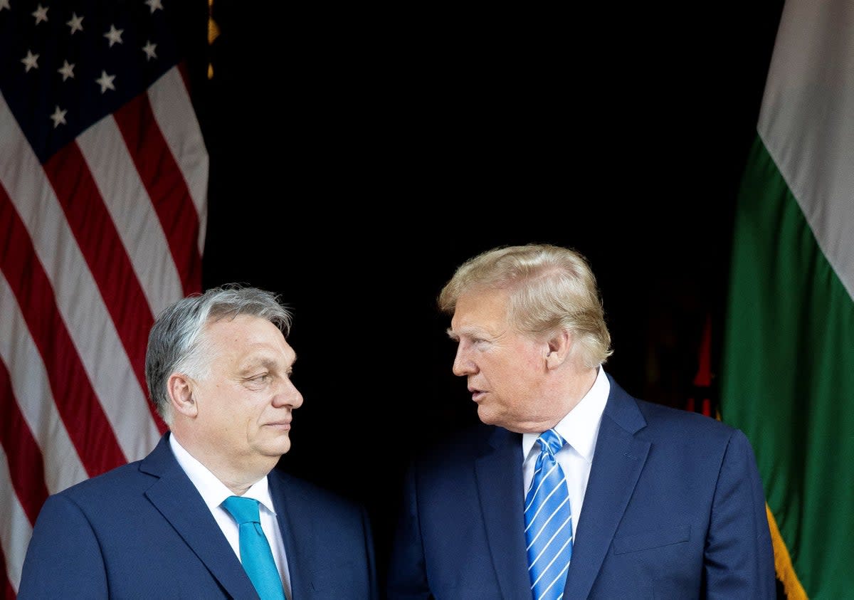 Donald Trump and Viktor Orbán pictured together meeting in March 2024 (HUNGARIAN PRIME MINISTER’S OFFICE)