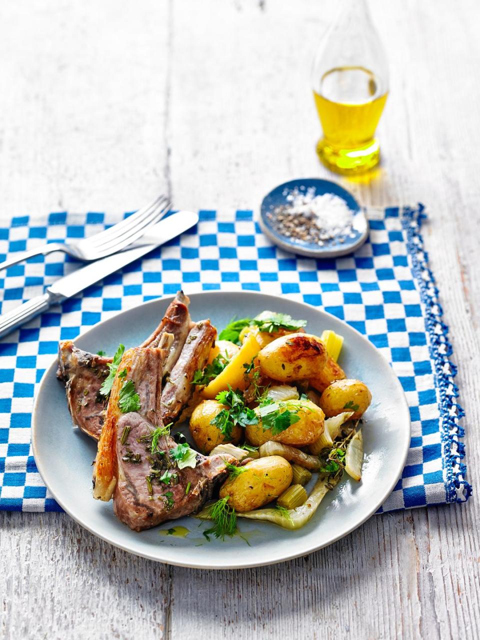 herby fennel and lamb tray bake