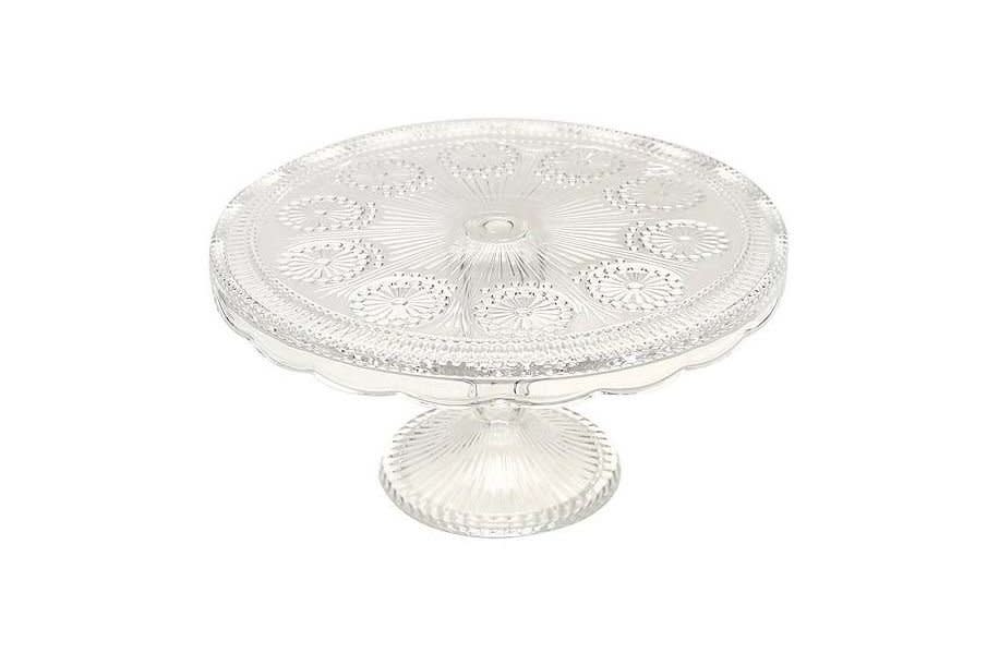 Southern Living Horizon Medium Pressed Glass Floral Cake Plate