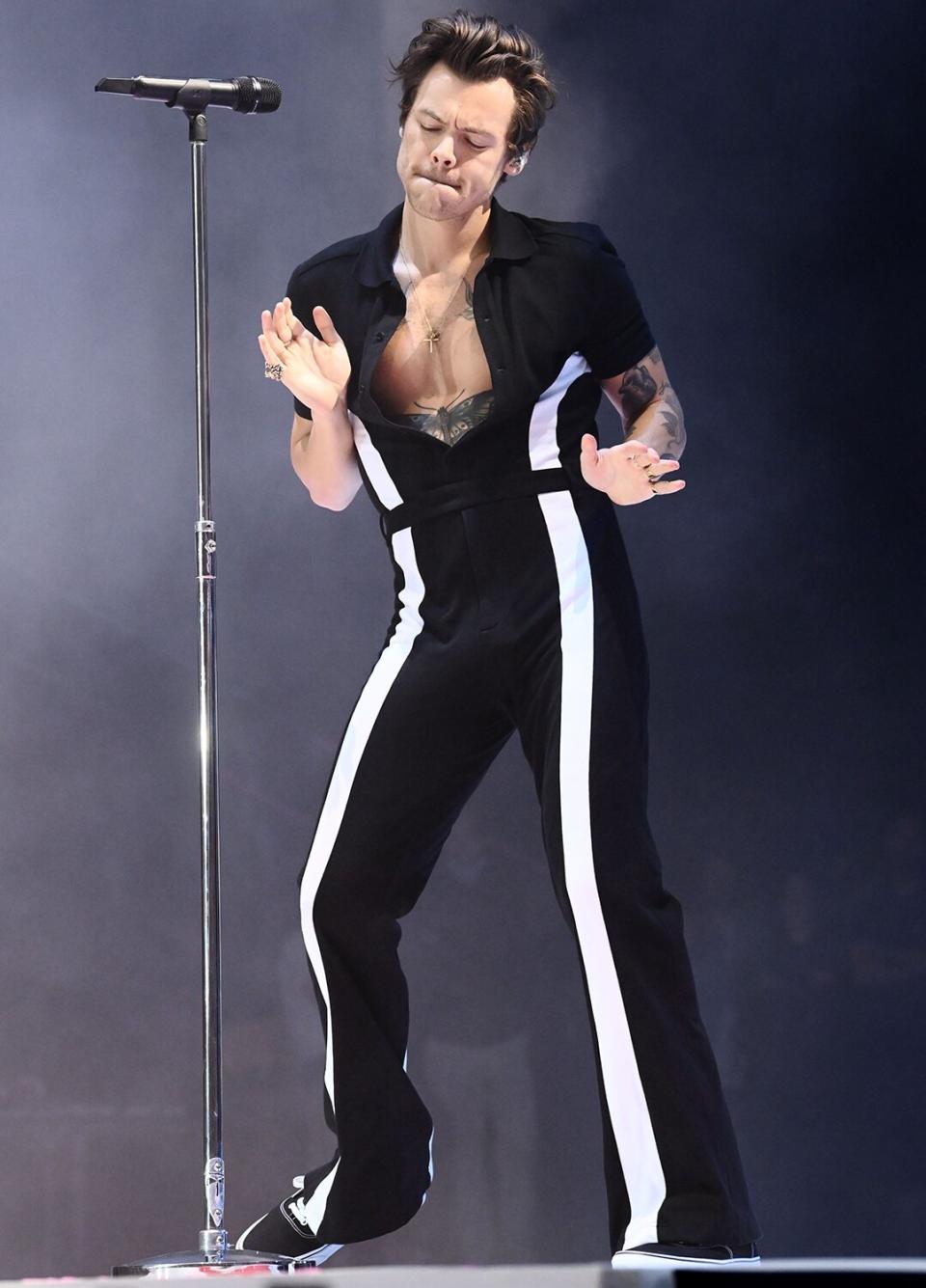 Harry Styles performing on stage at Capital's Summertime Ball 2022 Capital's Summertime Ball 2022, Show, Wembley Stadium, London, UK - 12 Jun 2022