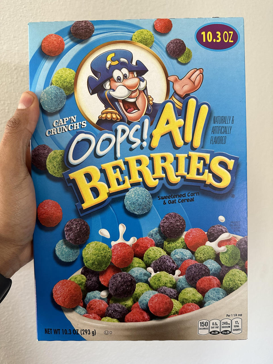 A box of Cap'n Crunch's Oops! All Berries