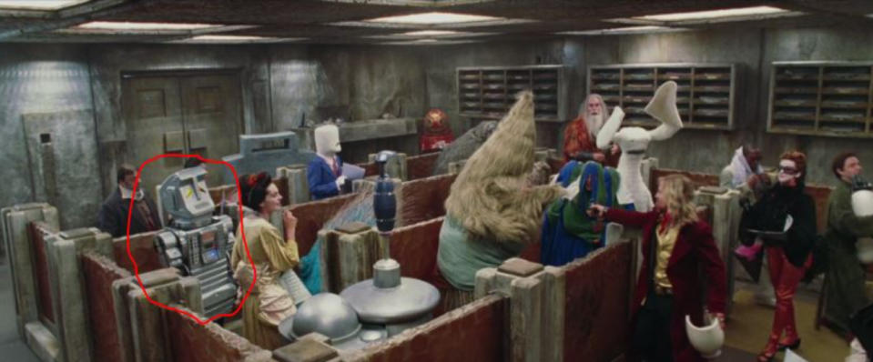 A screenshot of a movie Easter egg from The Hitchhiker's Guide to the Galaxy