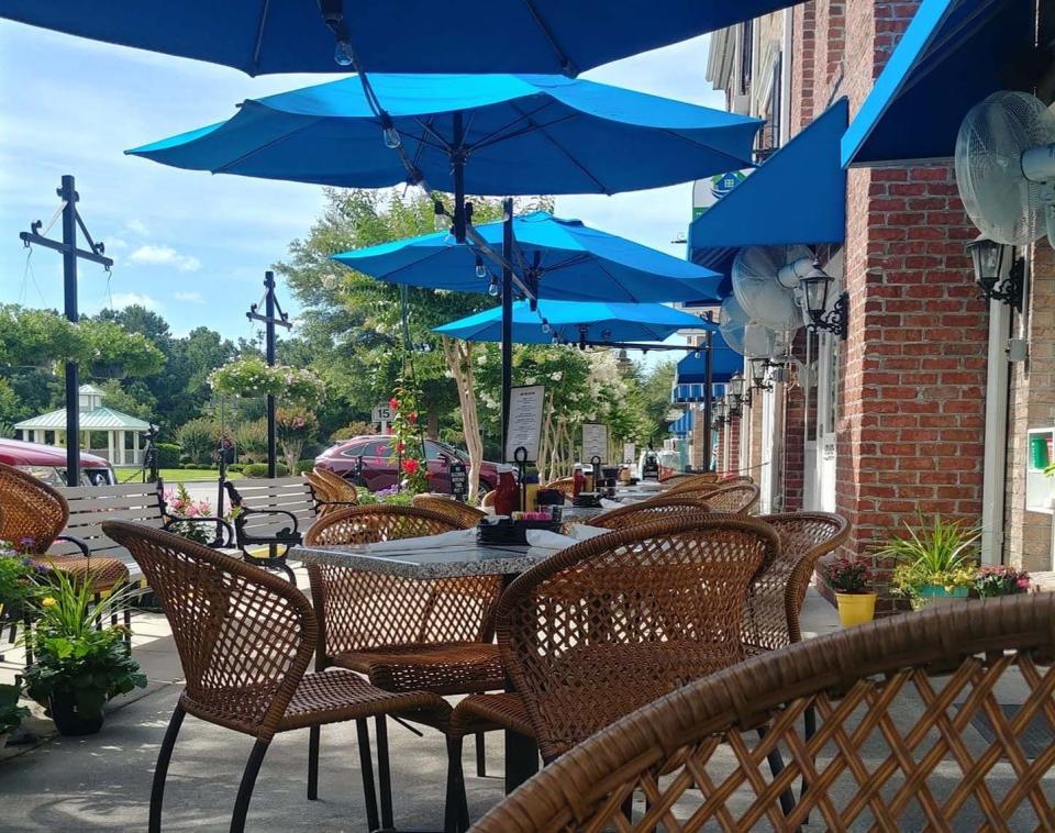 The outdoor dining area at Fibber McGees, 1780 Queen Anne, Sunset Beach, N.C.