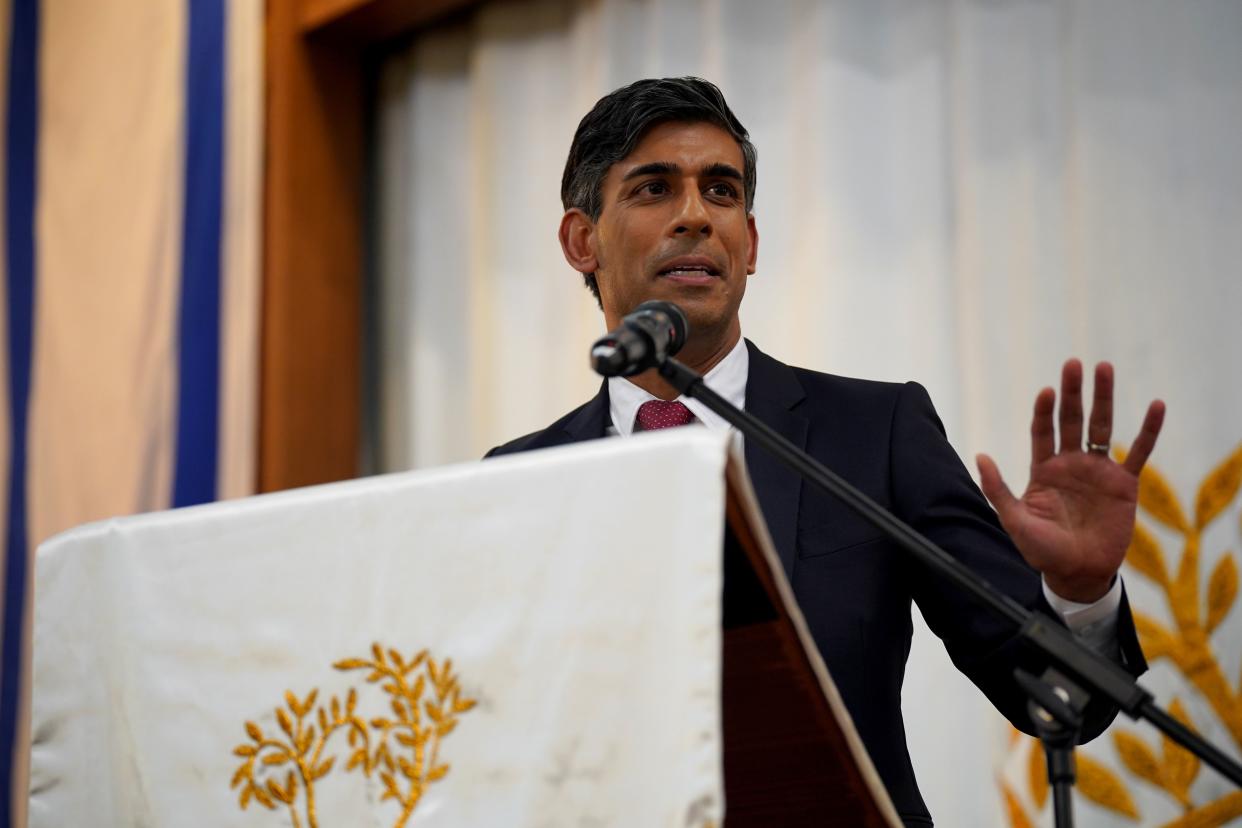 Rishi Sunak attended Finchley United Synagogue in central London (Lucy North/PA) (PA Wire)