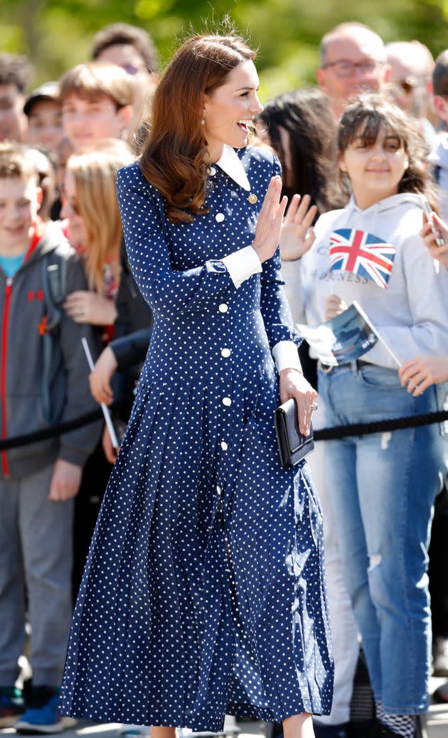 The Duchess of Cambridge visits the D-Day: Interception, Intelligence, Invasion exhibition at Bletchley Park on May 14, 2019, in Bletchley, England. The D-Day exhibition marks the 75th anniversary of the D-Day landings. (Photo: Max Mumby/Indigo via Getty Images)