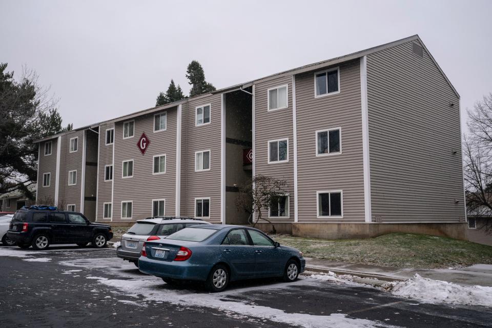 An apartment building that housed the suspect in a Moscow, Idaho quadruple murder is seen on January 3, 2023 in Pullman, Washington.