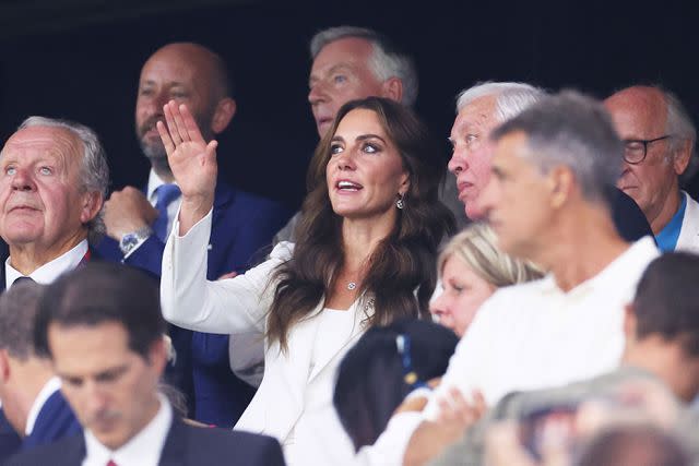 <p>Cameron Spencer/Getty</p> Kate Middleton attends the Rugby World Cup France 2023 match between England and Argentina on Sept. 9.