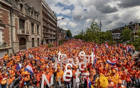 Fanzone en Parade Holland Supporters in Vlaneciennes during the Fanzone - ParadeFanzone and Parade Holland Supporters at the Valenciennes on June 15, 2019 in Valenciennes France - Credit: Getty Images