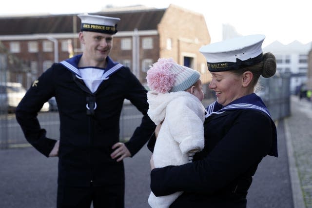 AB Lucy Phillips (right) and her fiance AB Luke Gorst meet family after returning