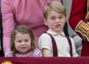 <p><a href="https://www.goodhousekeeping.com/life/news/g4441/10-times-prince-george-looked-completely-bored/" rel="nofollow noopener" target="_blank" data-ylk="slk:Another year at the Trooping the Colour;elm:context_link;itc:0;sec:content-canvas" class="link ">Another year at the Trooping the Colour</a>, another set of hilariously meme-able pictures from the two siblings. Here, Prince George appears very much over the festivities happening in front of him while his younger sis looks equally bored. Can't you see that the two<em> really</em> just want to go back home and play?!</p>