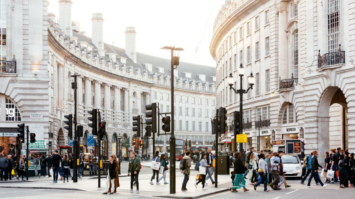 piccadilly circus and regent street in london, england, uk