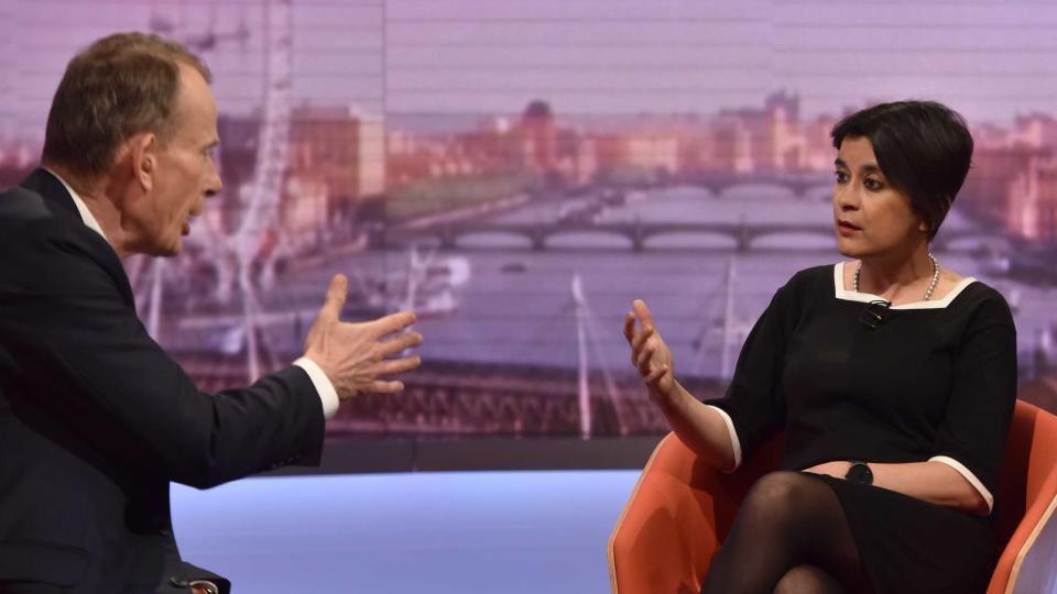 <p>Marr clashed with Baroness Chakrabarti after a tense exchange on Brexit.</p>