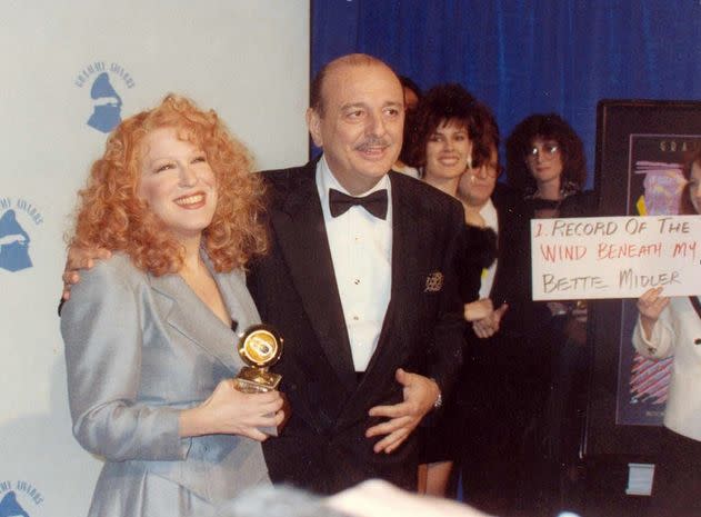 "Remember, I came from the middle of the Pacific, so I didn't know how hard it was <a href="http://www.oprah.com/omagazine/Oprah-Interviews-Bette-Midler/6">to win an award</a>. When I was nominated for my first Grammy [<a href="http://www.grammy.com/nominees/search?artist=bette+midler&title=&year=1973&genre=All">Best New Artist, 1973</a>], I expected to get it -- why wouldn't I? I had never lost before. In Hawaii, I was a big deal!"  <em>PHOTO: Bette Midler and music producer Arif Mardin at the Grammy Awards in February, 1990, celebrating their "Record of the Year" win for "Wind Beneath My Wings"</em>