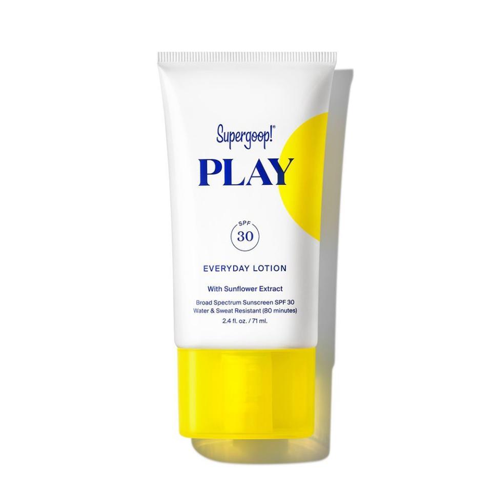<p><a href="https://go.redirectingat.com?id=74968X1596630&url=https%3A%2F%2Fsupergoop.com%2Fproducts%2Feveryday-sunscreen-spf30&sref=https%3A%2F%2F" rel="nofollow noopener" target="_blank" data-ylk="slk:Shop Now;elm:context_link;itc:0;sec:content-canvas" class="link ">Shop Now</a></p><p>Play Everyday Lotion SPF 30 with Sunflower Extract</p><p>supergoop.com</p><p>$22.00</p><span class="copyright">supergoop</span>