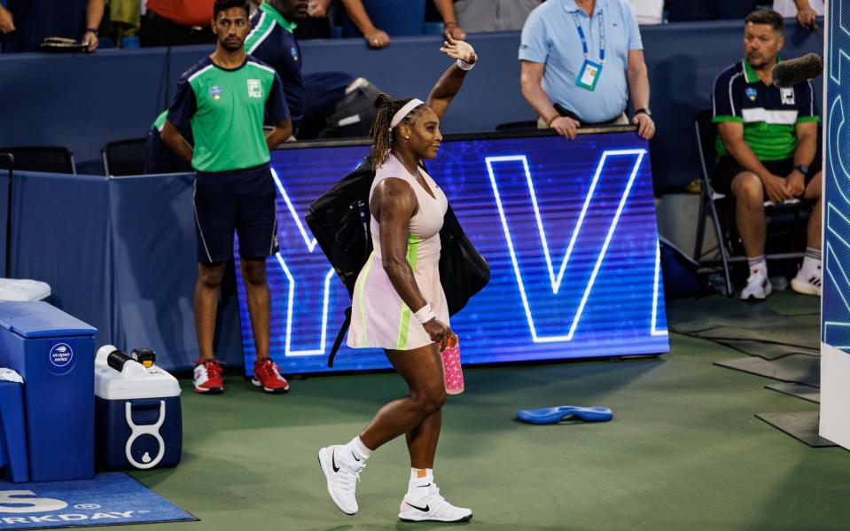 Serena Williams waves farewell to the Cincinnati crowd - GETTY IMAGES