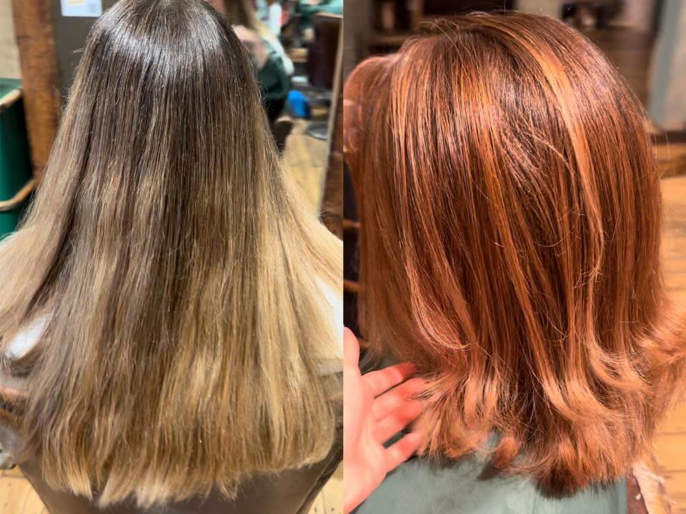 from blonde to copper hair transformation