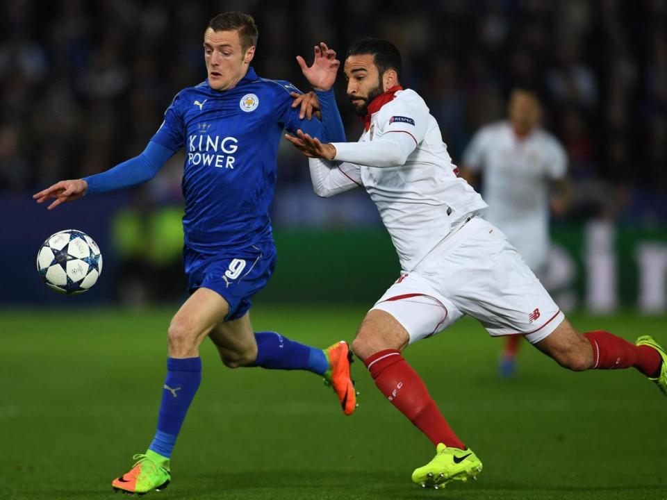 Vardy did not stop running despite missing a couple of decent chances (Getty)