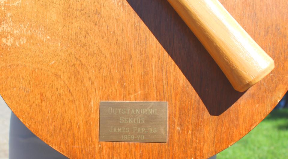 In 1969-70, during his senior year, Jim Pappas earned the Gold Hammer Award. He downplayed the plaque, saying “Oh yeah, they gave those away."