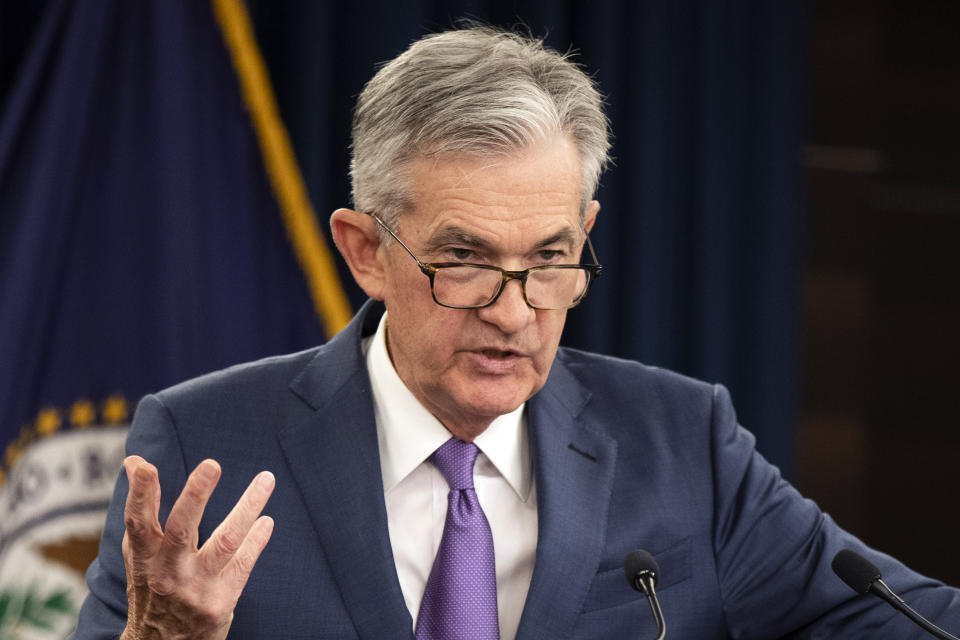 Federal Reserve Chairman Jerome Powell speaks during a news conference following a two-day Federal Open Market Committee meeting in Washington, Wednesday, July 31, 2019. The Federal Reserve cut its key interest rate for the first time in a decade to try to counter threats ranging from uncertainties caused by President Donald Trump's trade wars to chronically low inflation and a dim global outlook. (AP Photo/Manuel Balce Ceneta)