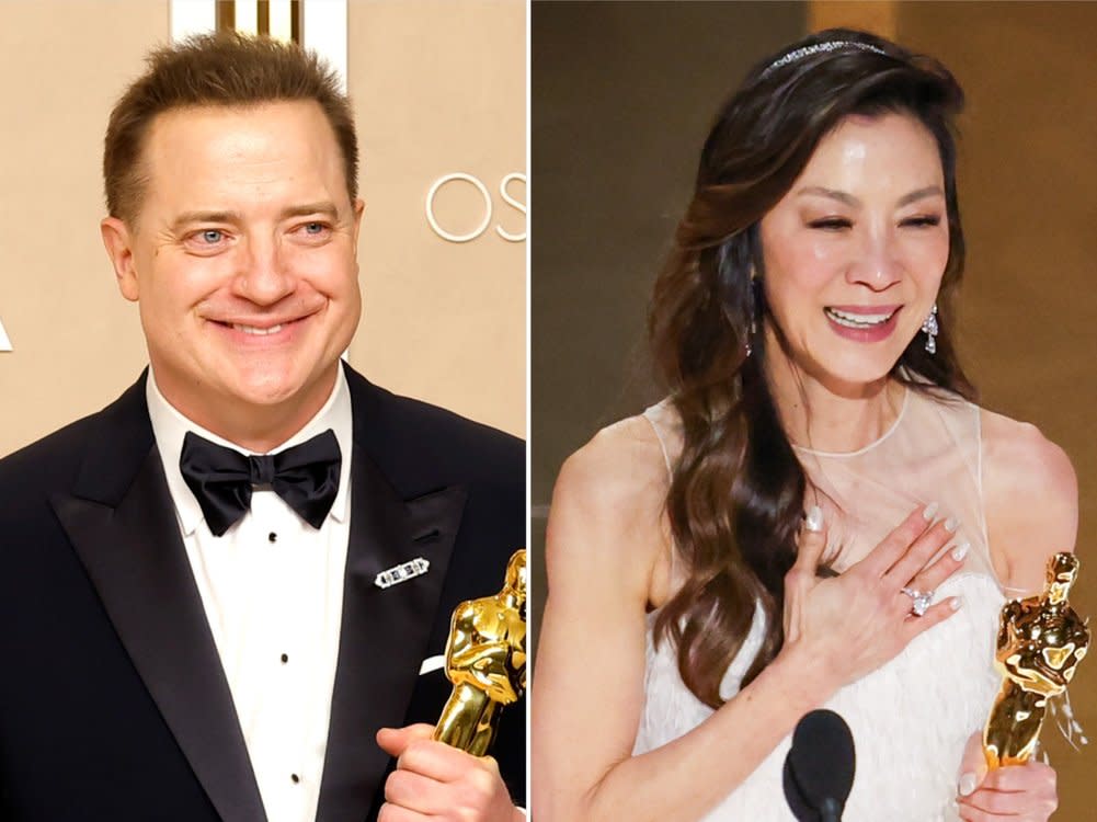 Brendan Fraser und Michelle Yeoh wurden bei den Oscars als "Beste Hauptdarsteller" ausgezeichnet. (Bild: Mike Coppola/Getty Images / Myung J. Chun/Getty Images)