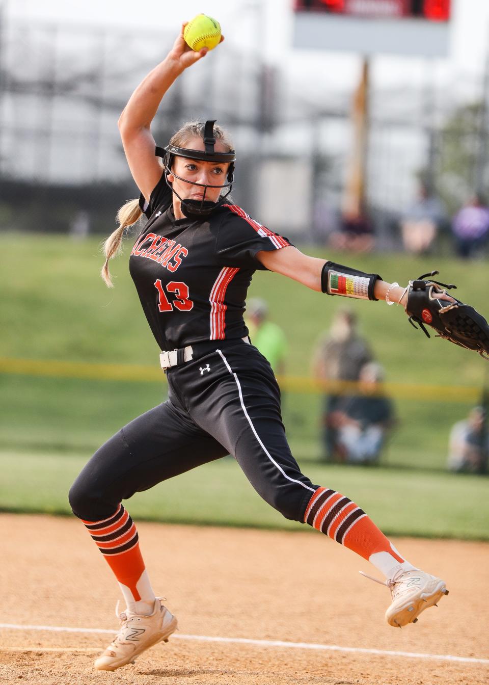 Middleboro's Cassidy Machado pitches during a game against Silver Lake on Wednesday, May 24, 2023.