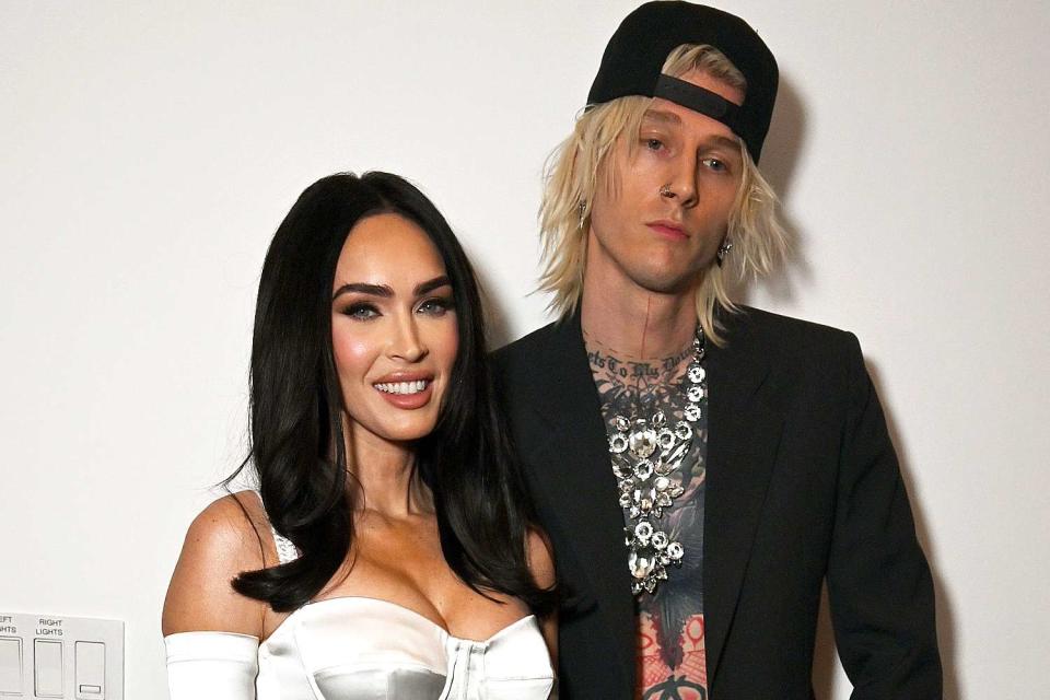 <p>Lester Cohen/Getty</p> Megan Fox and Machine Gun Kelly at the Universal Music Group Grammys afterparty in February 2023