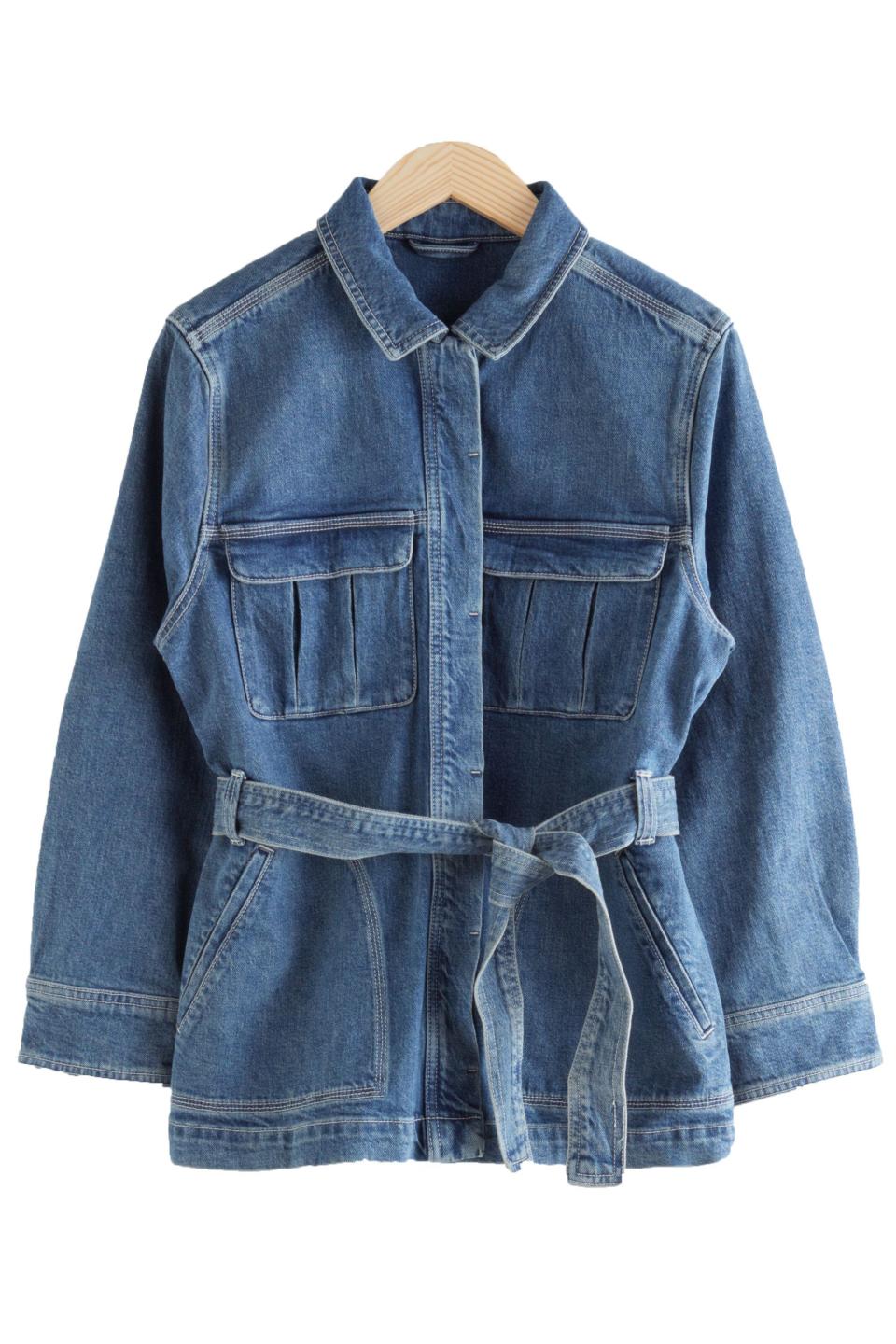 Belted Oversized Denim Jacket