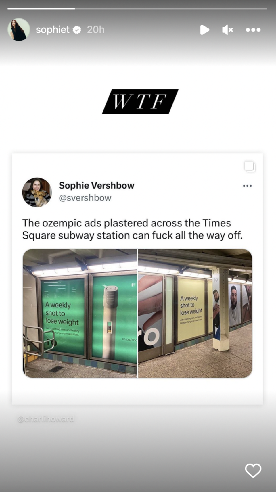 Sophie Turner calls out weight loss prescription drug ads in NYC subways (Instagram / Sophie Turner)
