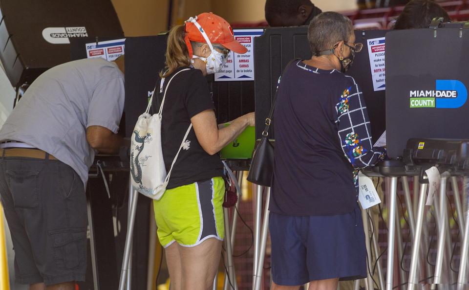 People voted early morning on election Day at the Miami-Dade County East Homestead Fire Rescue Station 65 on, November 03, 2020. (Pedro Portal/Miami Hearld/Tribune News Service via Getty Images)
