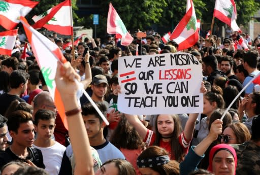 Students and schoolchildren have joined the mass protests in Lebanese cities demanding better public education and more job opportunities for school leavers