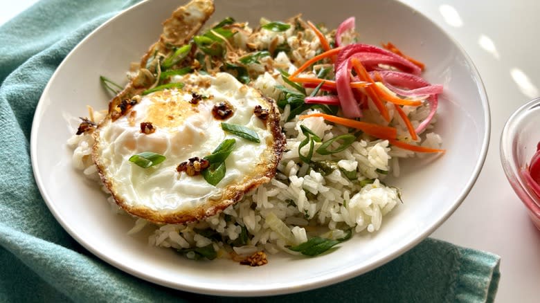 rice bowl with fried egg