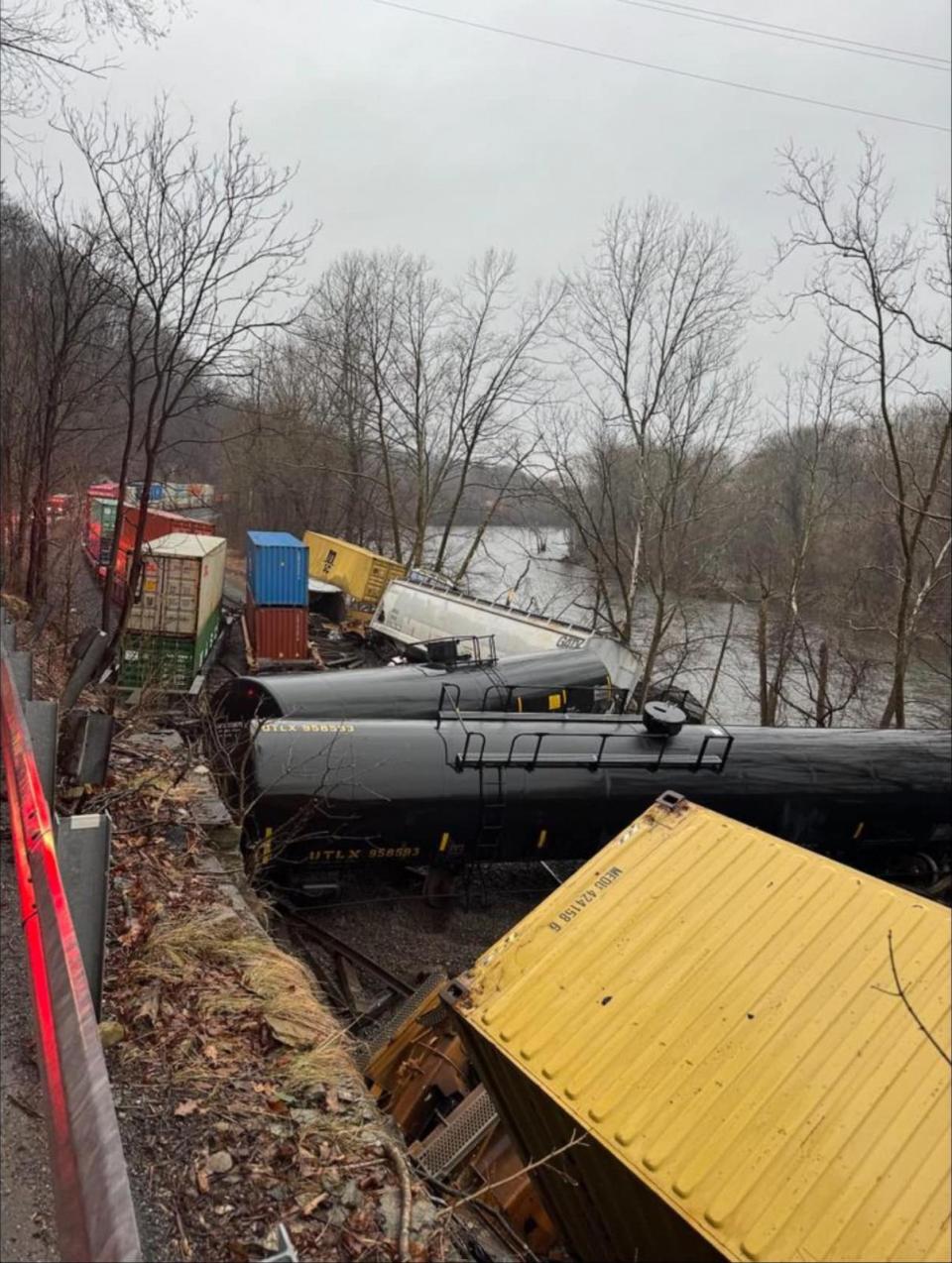 PHOTO: A freight train has derailed near Bethlehem, Penn. in the Lehigh Valley on Saturday morning, according to the local fire company Nancy Run Fire Company on their Facebook page. (Nancy Run Fire Company/Facebook)