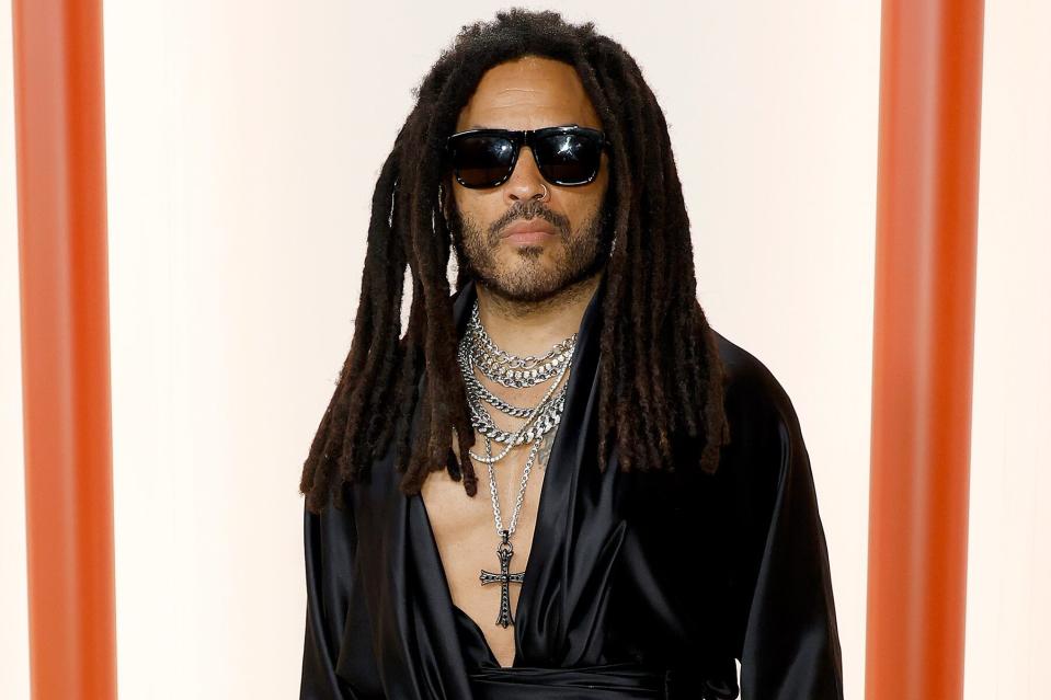 Lenny Kravitz Brings Rocker Style to the Oscars 2023 Red Carpet in