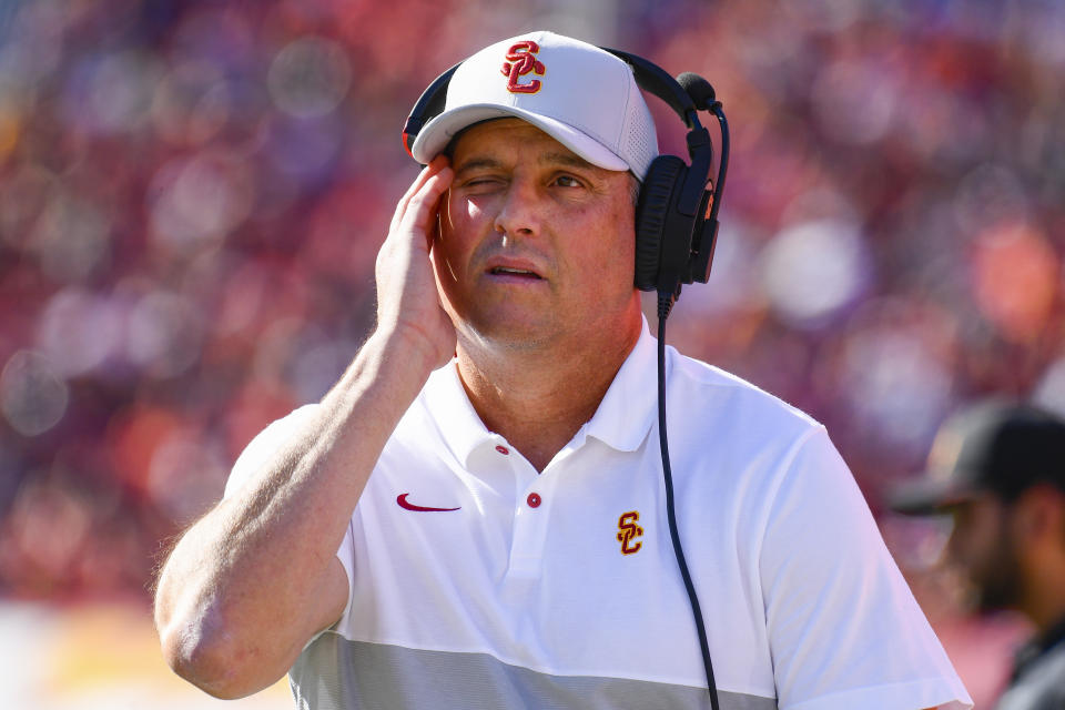 Clay Helton and USC have a 13-12 record in the last two seasons. (Photo by Brian Rothmuller/Icon Sportswire via Getty Images)