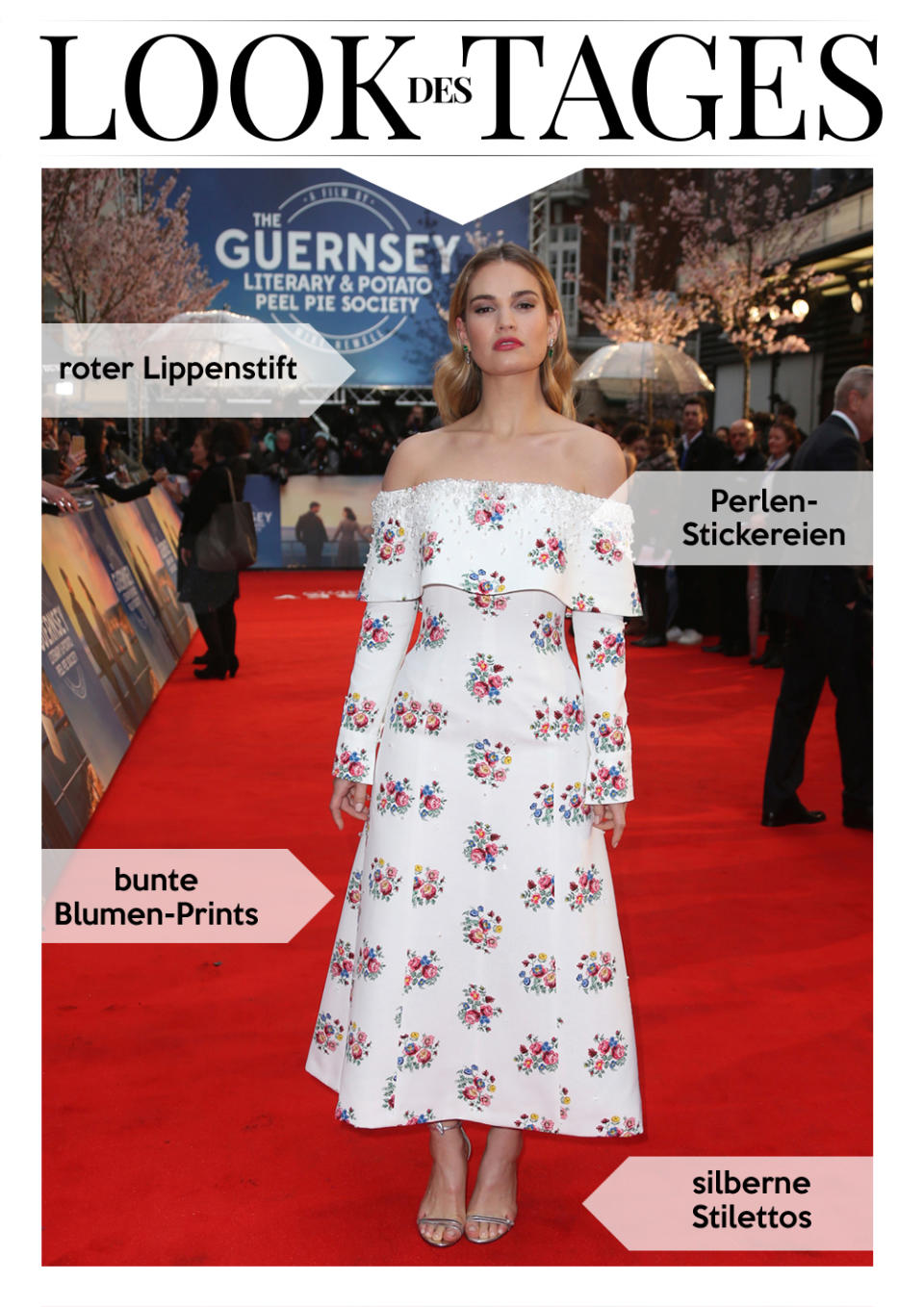 Bei der Premiere von „Deine Juliet“ in London waren alle Blicke auf Schauspielerin Lily James gerichtet. (Bild: AP Photo)