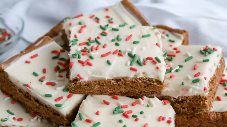 stacked gingerbread cookie bars