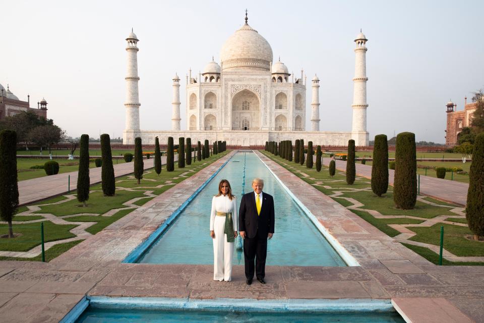 President Donald Trump and first lady Melania Trump tour the Taj Mahal (the original) on Feb. 24.