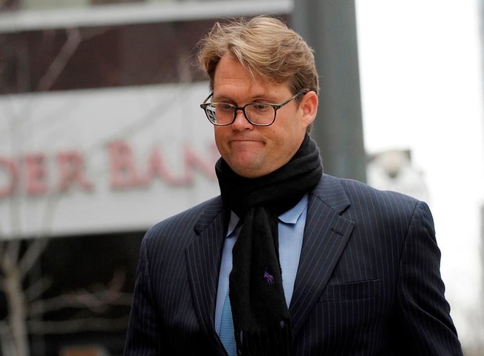 Mark Riddell arrives for a court hearing at the John Joseph Moakley United States Courthouse in Boston on April 12, 2019.